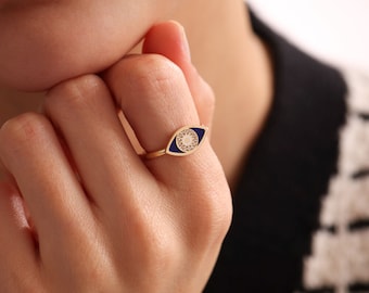 Eye Ring,Mini Eye Stackable Ring,Good Luck Ring,Dainty Ring,Gift For Her,Minimal Ring,Protection Sign Ring,Mother's Day Gift Ring