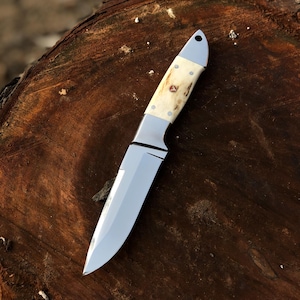 Handcrafted Premium Skinner Knife Gift – Handmade Stainless Steel Blade with Stag Handle & Knife Sheath – Perfect Gift for Him - Dad Gift