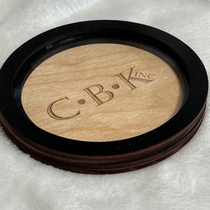 Layered Wood Business Coasters 4 pk | Restaurant Swag | Promotional Materials