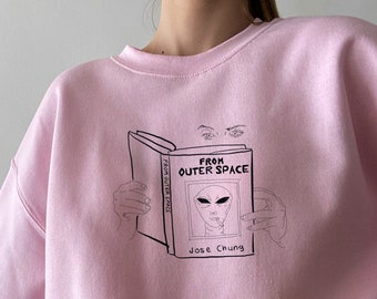 Scully Reading Sweatshirt: X-Files Fan Art, Minimalist Alien Design