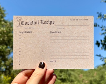 Retro Cocktail Recipe Cards: Vintage-Inspired Kitchen Stationery, Set of 10