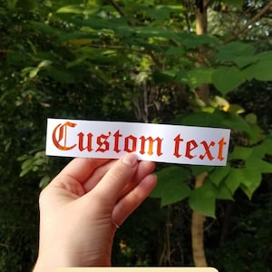 Your Custom Text Vinyl Decal | Car Window Rearview Mirror Bumper Sticker Laptop | Holographic Y2K Aesthetic Personalized Old English Font
