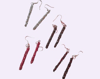 Boucles d'oreilles pendantes barre scintillantes, crochets argentés