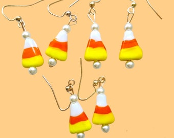 Boucles d'oreilles pendantes en verre et maïs, bijoux d'Halloween