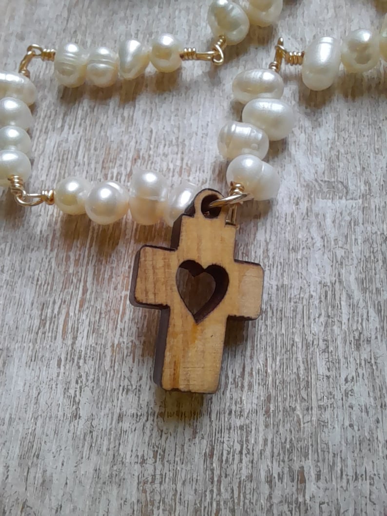 Genuine Israel Olive Wood Cross Pendant Necklace, Wooden Cross Jewelry