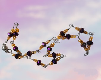 Collier de perles violet et or, bijoux de Mardi Gras