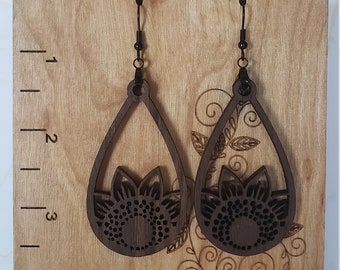 State \u201chome\u201d walnut wood earrings