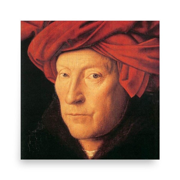 Jan van Eyck - L'Homme au turban rouge - classico | Poster con carta opaca | Regali d'arte per lui o per lei | Decorazione murale