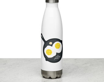 PIckleball Water Bottle | Funny Pickleball Gift | Pickleball Player Gift | Pickleball Fried Eggs Water Bottle | Humorous Pickleball Gift