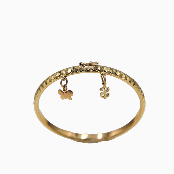 18k DC Money Sign and Butterfly Charm Bangle