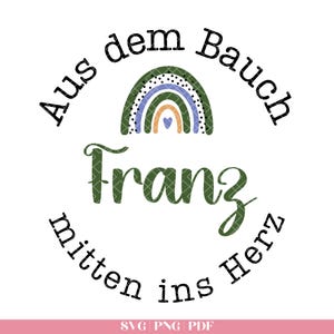 Fichier de traceur allemand naissance SVG | De l'intestin, directement au cœur SVG | Cadeau pour bébé | Douche de bébé | Arc-en-ciel SVG | Silhouette Cricut
