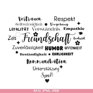 Deutsche Plotterdatei Freundschaft Herz  | Beste Freunde SVG | Herz SVG | Deutsche Sprüche SVG | Freundin | Cricut Silhouette