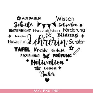 Deutsche Plotterdatei Lehrerin Herz  | Lehrerin SVG | Lehrer SVG |  Cricut Silhouette