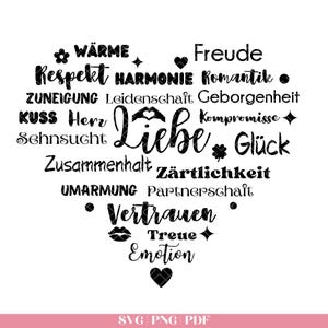 Deutsche Plotterdatei Liebe Herz  | Liebe SVG | Herz SVG | Plotterdatei Liebe | Geschenk Jahrestag | Cricut Silhouette | Laserdatei Liebe