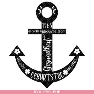 File plotter compleanno ancora 1965 | Design dell'ancora con "Ti auguro il meglio" | 60esimo compleanno | Auguri di compleanno SVG | 1965 SVG | Sagoma Cricut