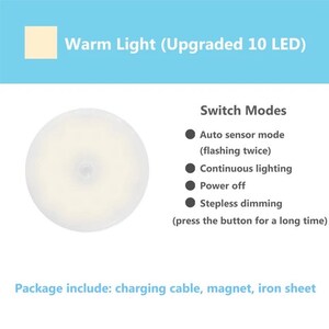 AUGE LIGHT Designed, Motion Sensor Light Magnetic Body Sensor Wall Light  Wall Sconce Rechargeable USB Torch Light Cordless Handheld Portable for