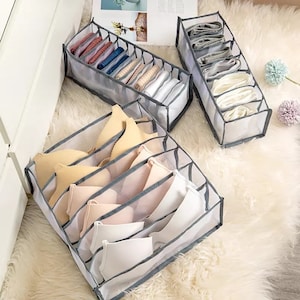 4 Pezzi Organizer Cassetti, Contenitori per Calzini Biancheria Intima,  Organizzatore per Cassetti Armadio, Divisori per Cassetti Casa, Reggiseni,  Calzini, Mutandine.