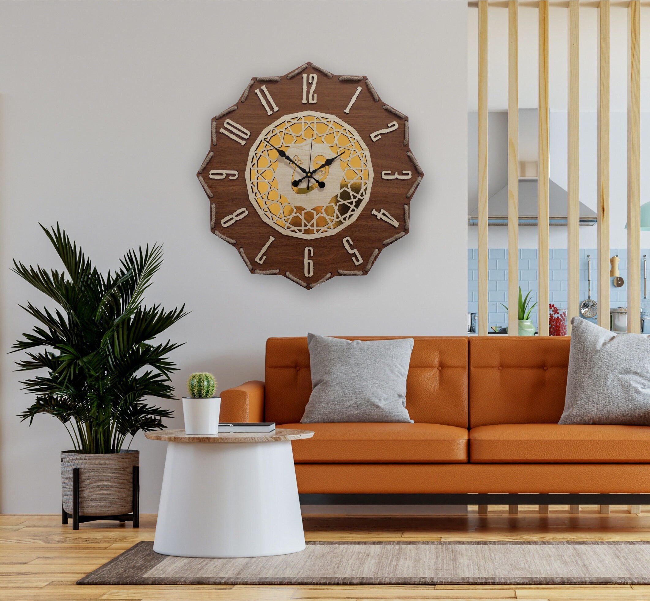Wall Clock İslamic Vav Wooden Wall Clock With Arabic Etsy