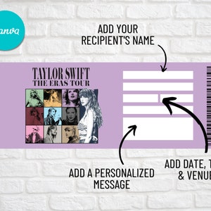 Printable SWIFT ERAS Tour Ticket, Taylor Swift Concert Ticket, INSTANT ...