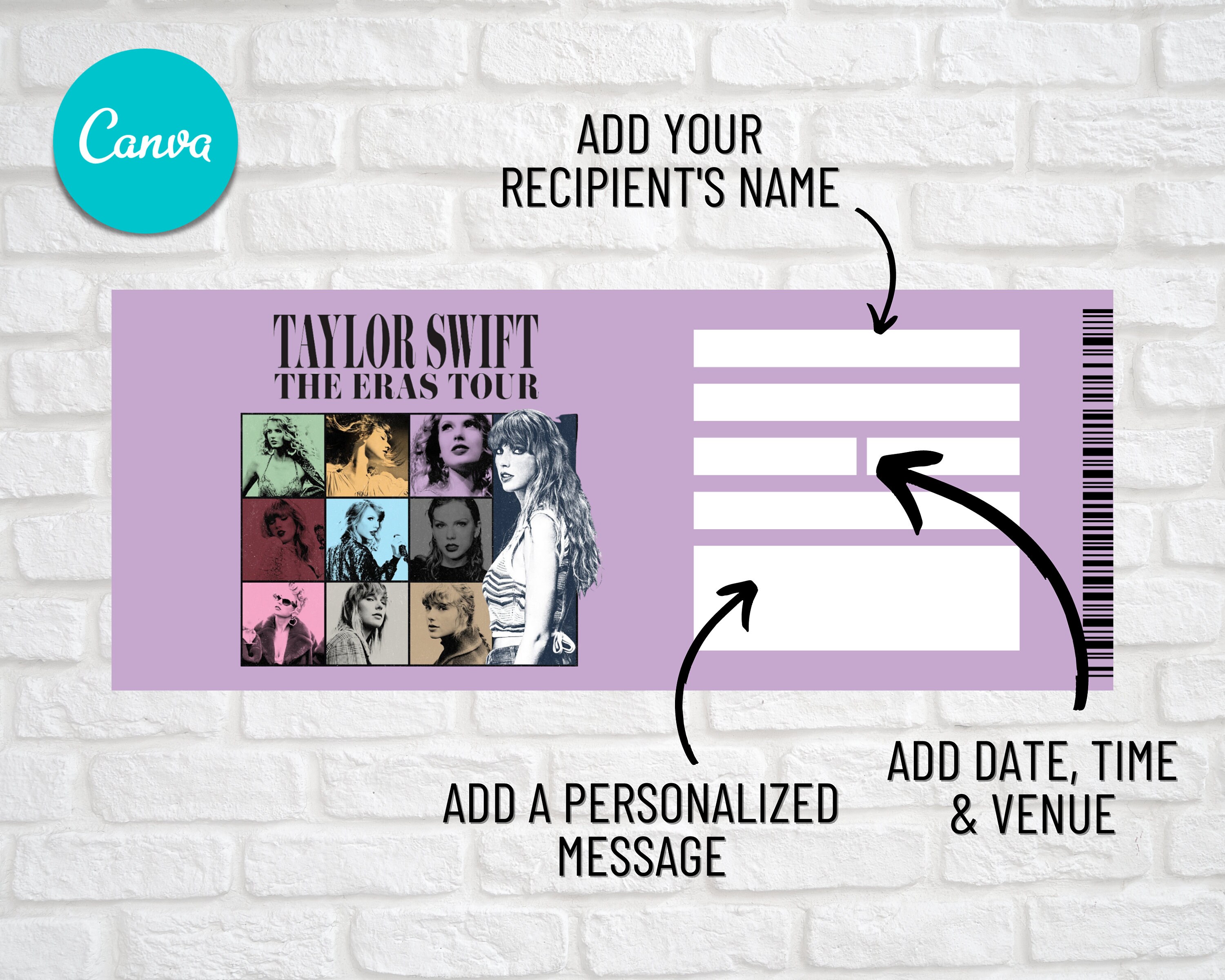 Printable SWIFT ERAS Tour Ticket, Taylor Swift Concert Ticket, INSTANT ...