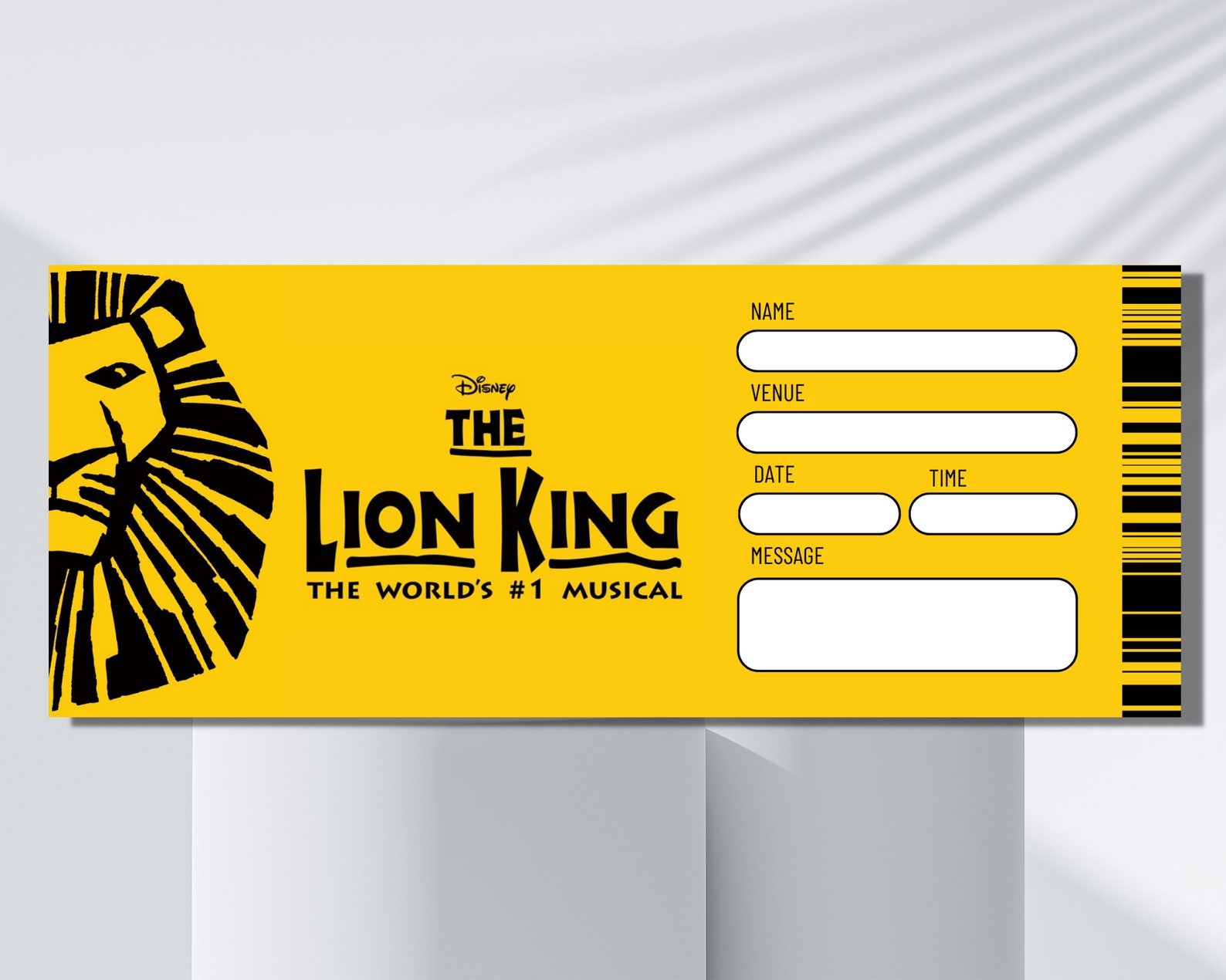 The LION KING Ticket, Editable Musical Ticket, Custom Faux Event