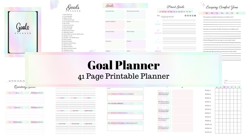 Goals Planner - 41 Printable Pages - Etsy