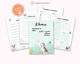 Tagesplaner mit Aquarell-Hundemotiv, Wochenplaner, To-Do-Liste und Notizen, digitales Paket zum Ausdrucken oder zur Verwendung in GoodNotes 8,5" x 11" und A4 PDF