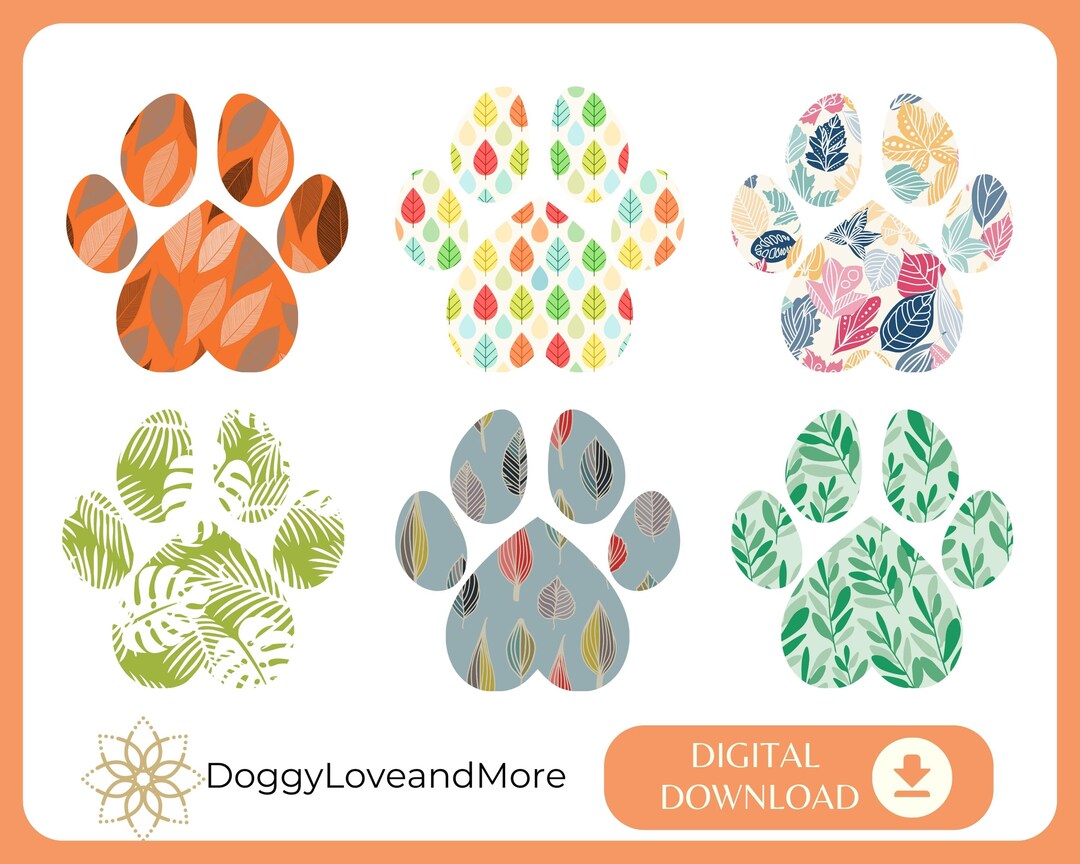 Leaves Paw Prints SVG PNG JPG Digital Bundle Dog Mom Svg Dog Etsy