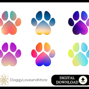 Gradient Dog Paw Prints SVG PNG JPG Digital Bundle Dog Mom Svg Dog Mom Png Pet Svg Dog Paw Sublimation Paw Print Clipart Puppy Paws Svg Png