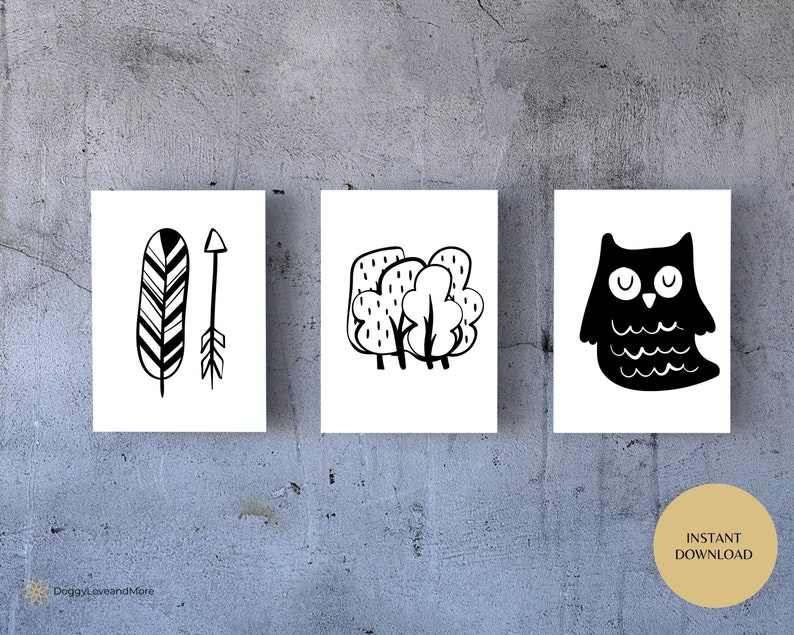 High Contrast Black and White Printable Art, Set of 9 Baby Sensory ...