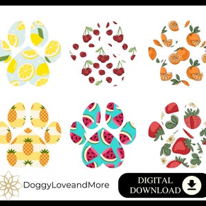 Obst Hund Pfotenabdrücke SVG PNG JPG Digital Bundle Hund Mama SVG Hundemama Png Haustier SVG Hundepfoten Sublimation Pfote Abdruck Clipart Welpen Pfoten SVG Design