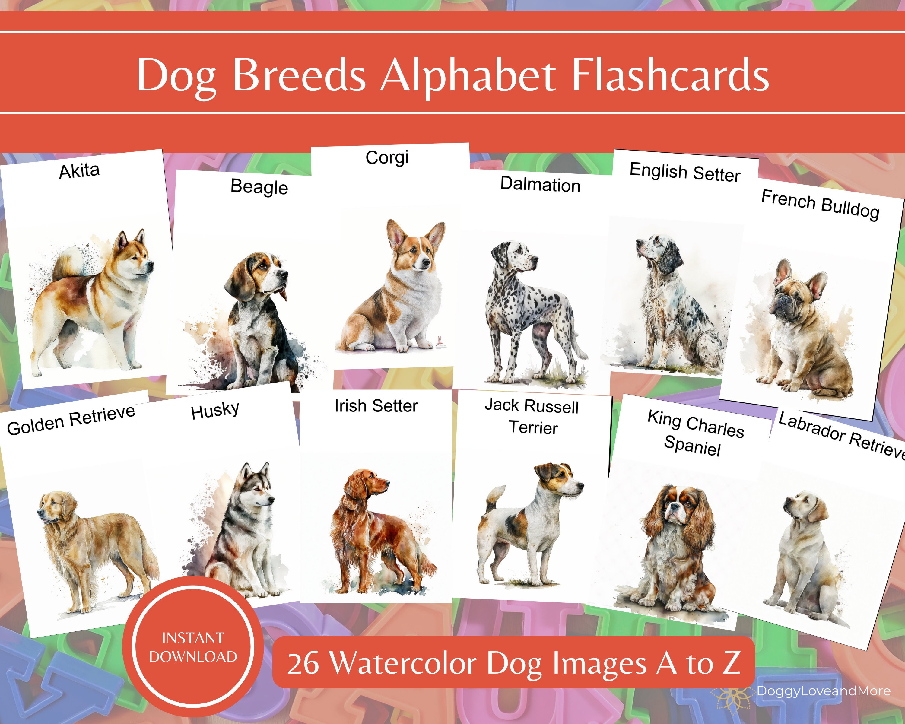 Dog breed flashcards - Etsy 日本