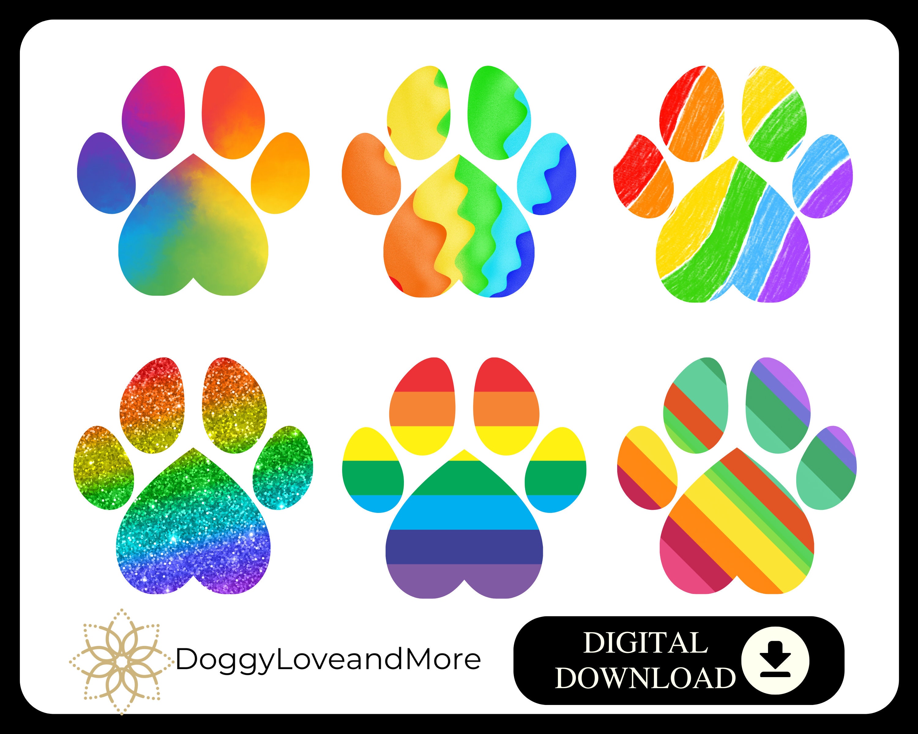 Rainbow Paw Prints Clipart: Dog Mom SVG Bundle (digital Download) - Etsy