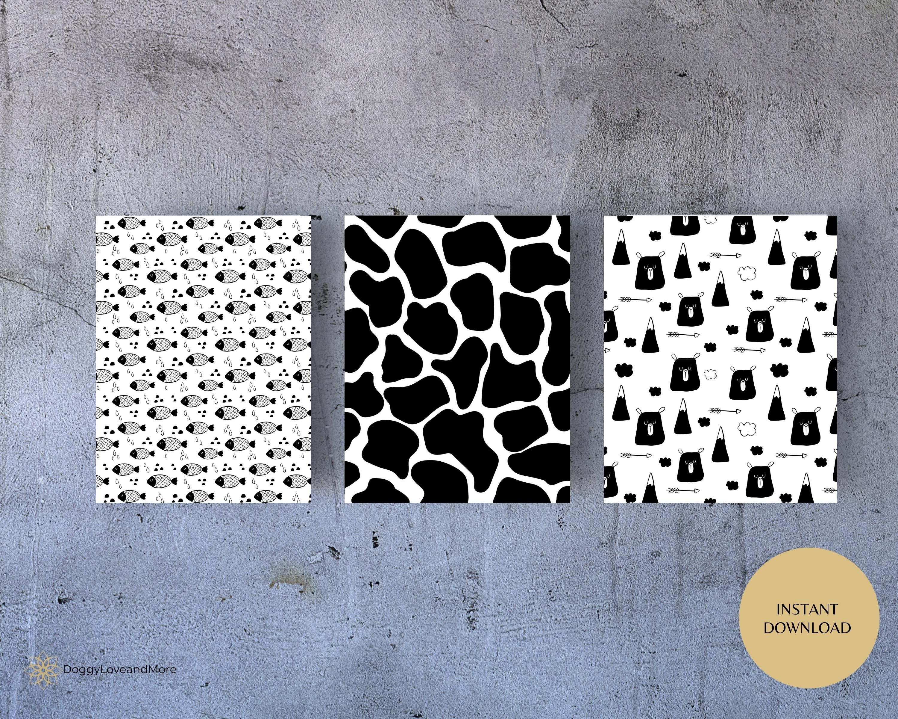 High Contrast Black and White PRINTABLE ART Set of 9 Baby Stimulating ...