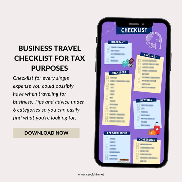 Travel Expenses Checklist Etsy