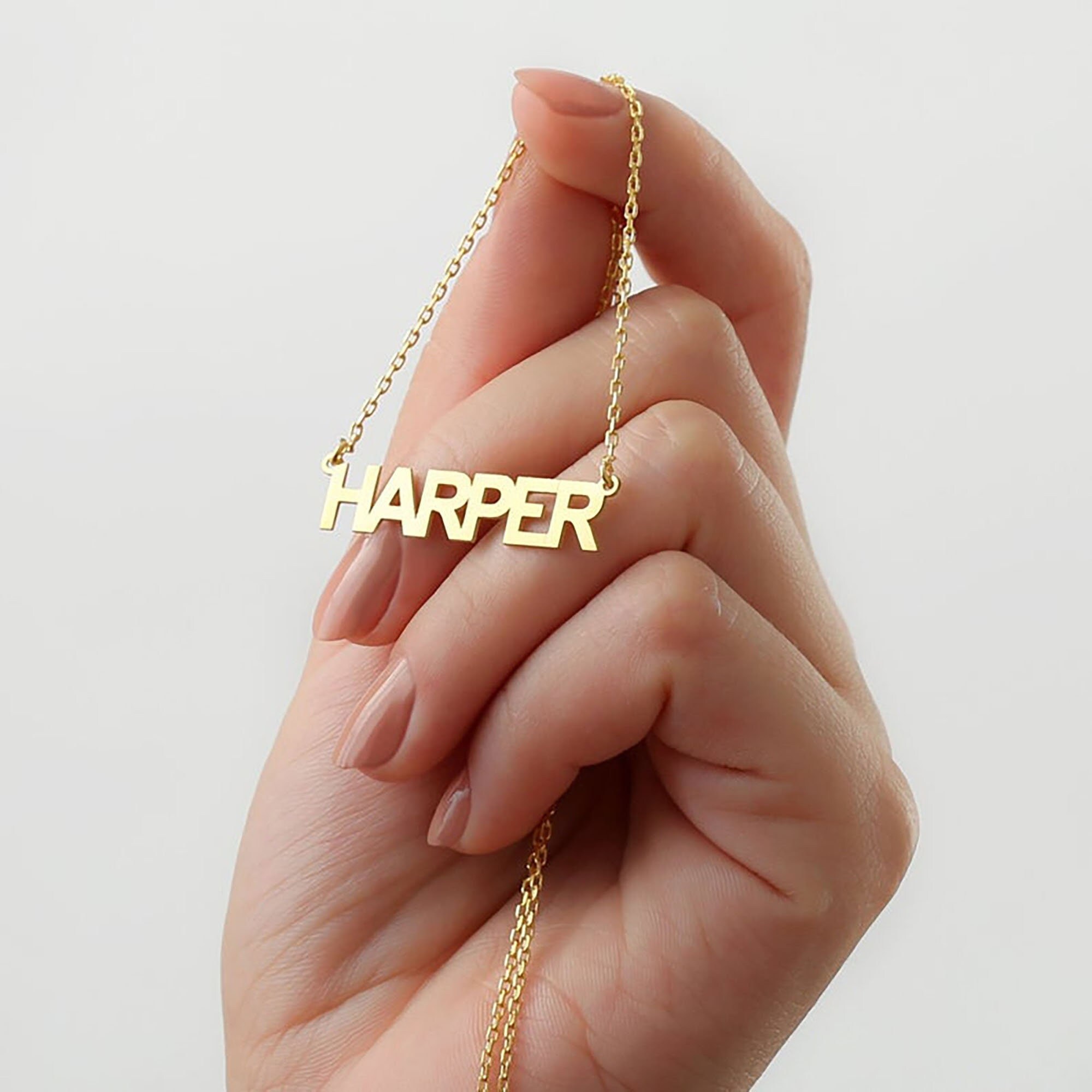 18K Solid Gold Name Necklace, Name 