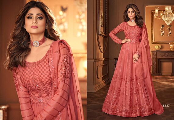 Real Georgette Stitched Anarkali Gown 