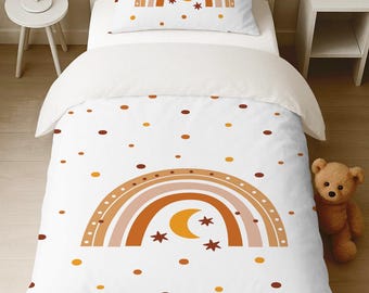 Dots and Rainbow Kids Duvet Cover, Children Bedding Set, Nursery Bedding, Kids Bedroom Decor, Cozy Duvet Cover