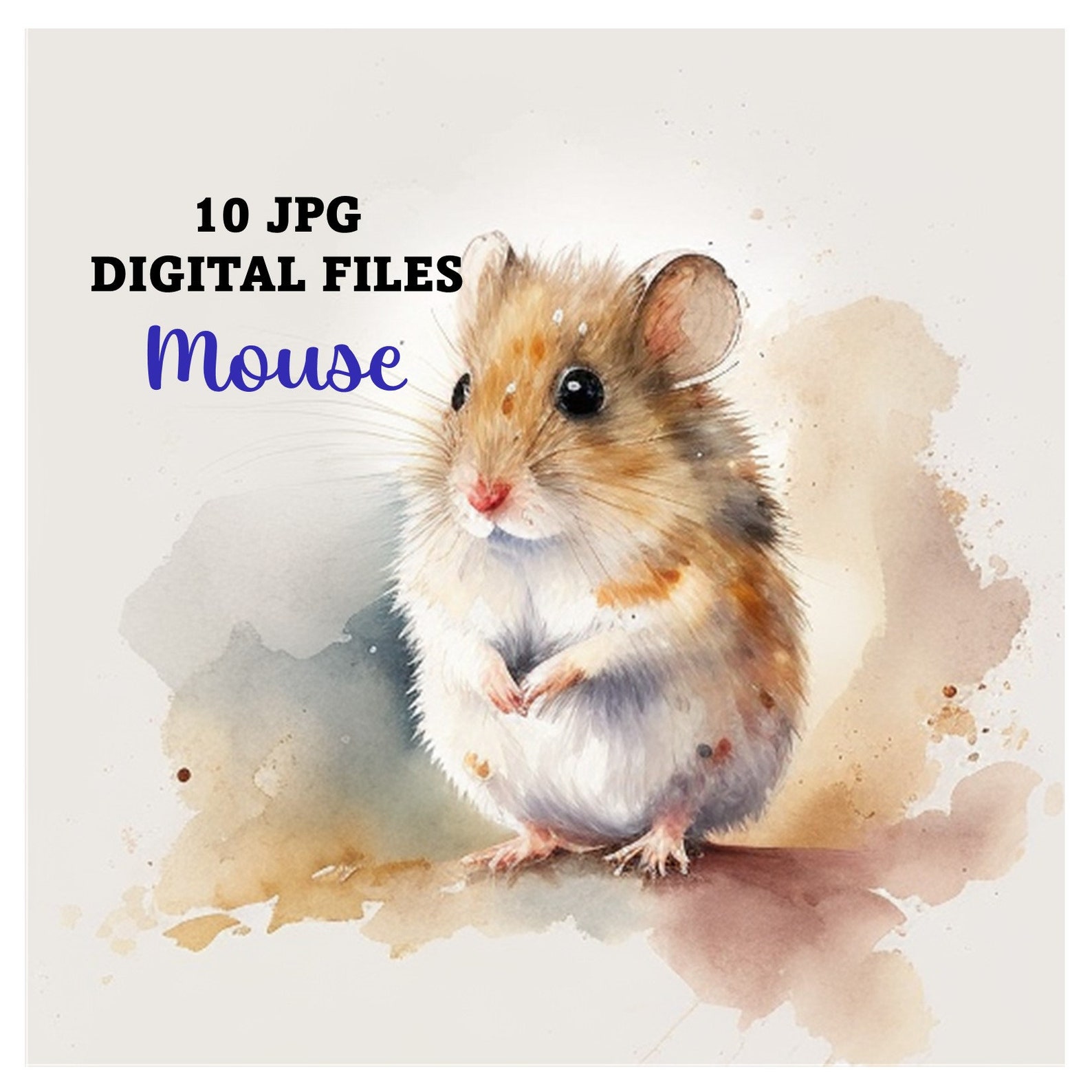 10 Cute Mouse Digital Images, Watercolor Cute Mouse Digital Download