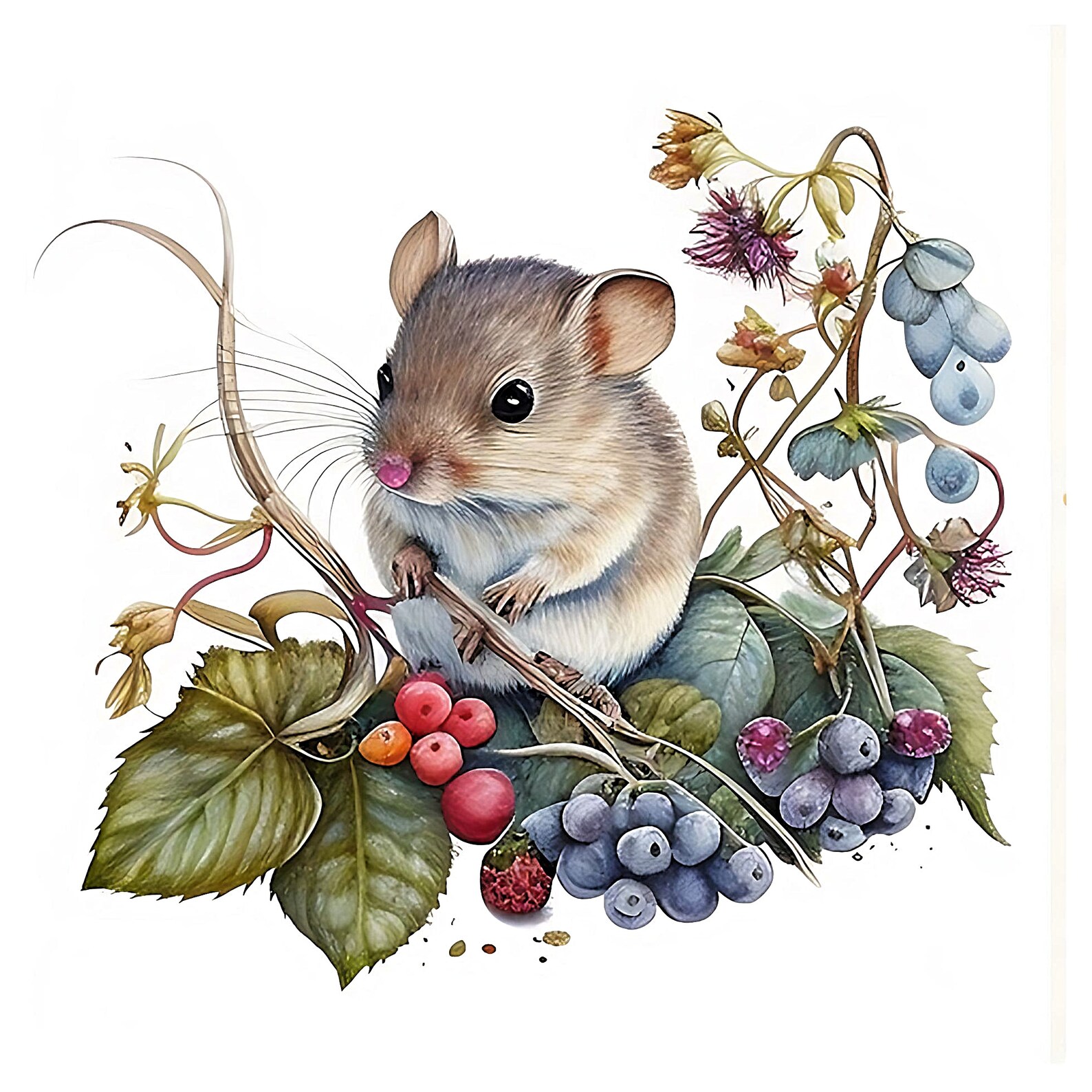 10 Cute Mouse Digital Images, Watercolor Cute Mouse Digital Download