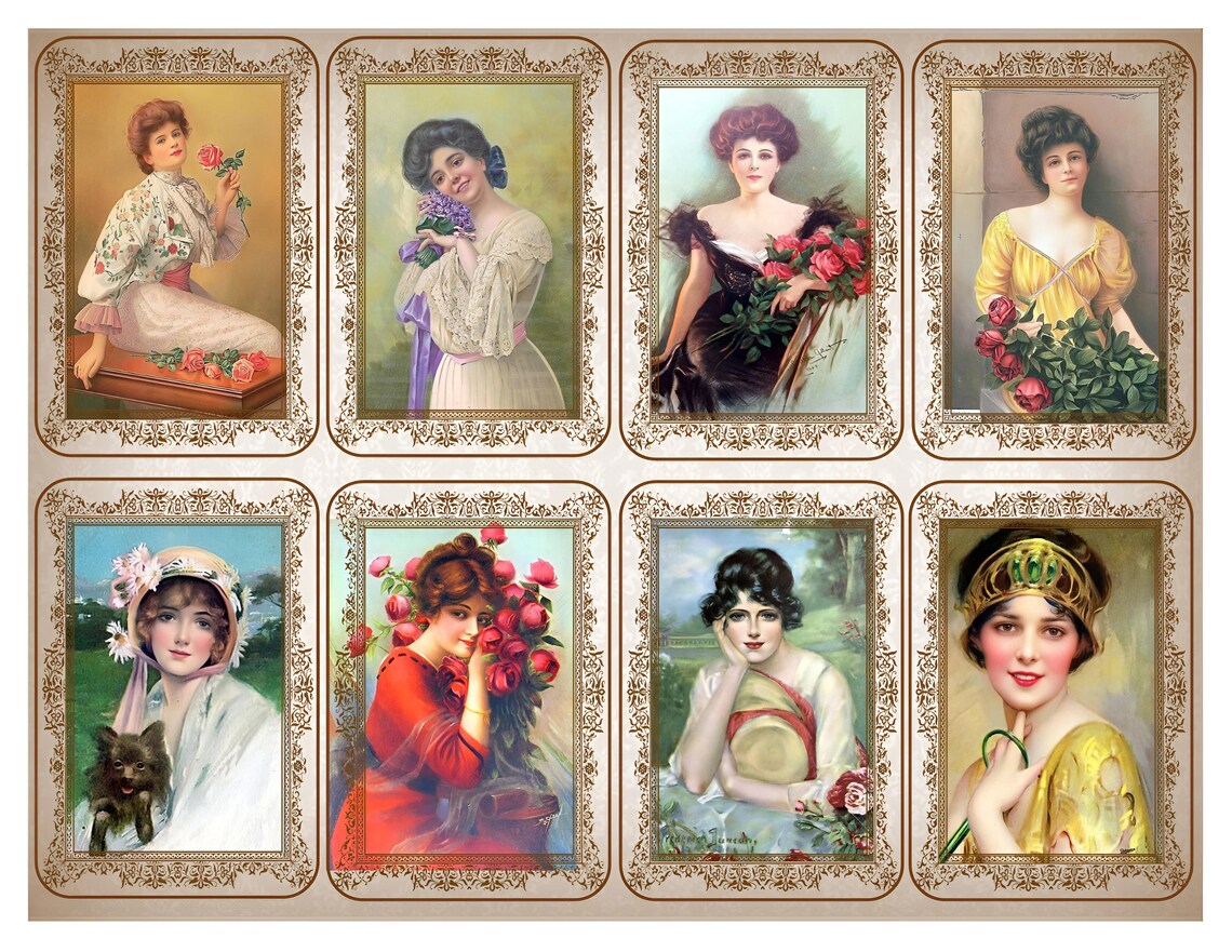 Victorian Ladies Printable Images Atc Cards Printable - Etsy