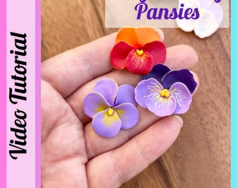 Tutorial, Polymer clay, Clay Tutorial, Stiefmütterchen Muster, Clay Stiefmütterchen, DIY Blumen, Polymer Clay Blumen Anleitung