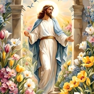 8 JPG Files Easter Jesus Card, Watercolor Vintage Jesus Cards ...