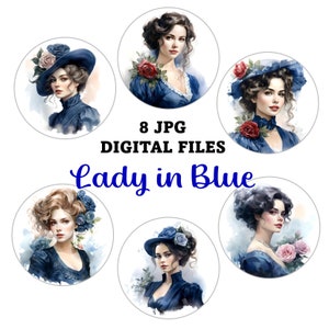 12 portraits de dames édouardiennes au format JPG, scrapbooking imprimable, téléchargement immédiat, vintage Lady ClipArt, impression sur papier pour découpage femme,