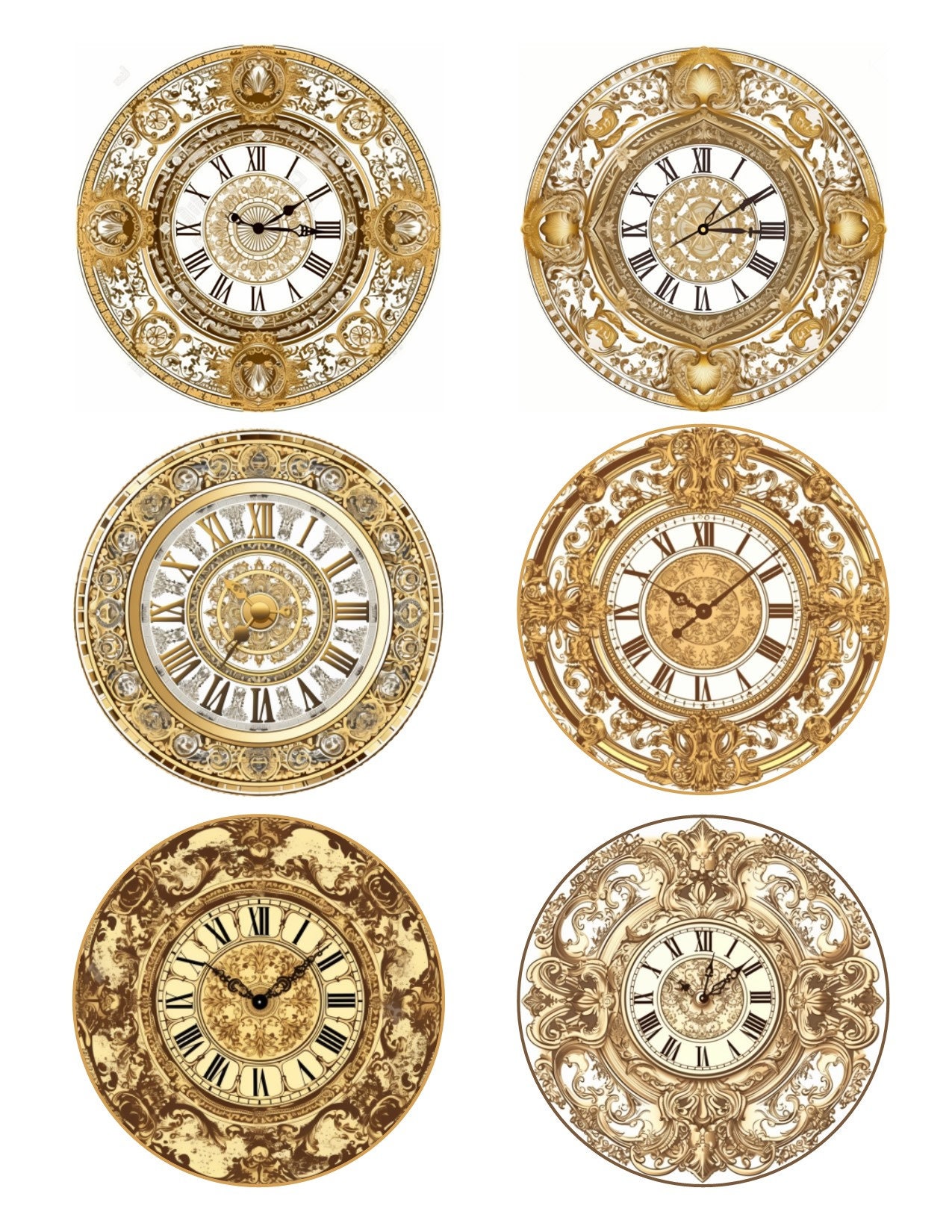 30 Vintage Clock Faces 335 Inch Circles Digital Collage Etsy