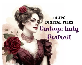 12 Victorian Ladies Portraits , Scrapbooking Printable, Instant Download, Vintage Victorian Lady ...