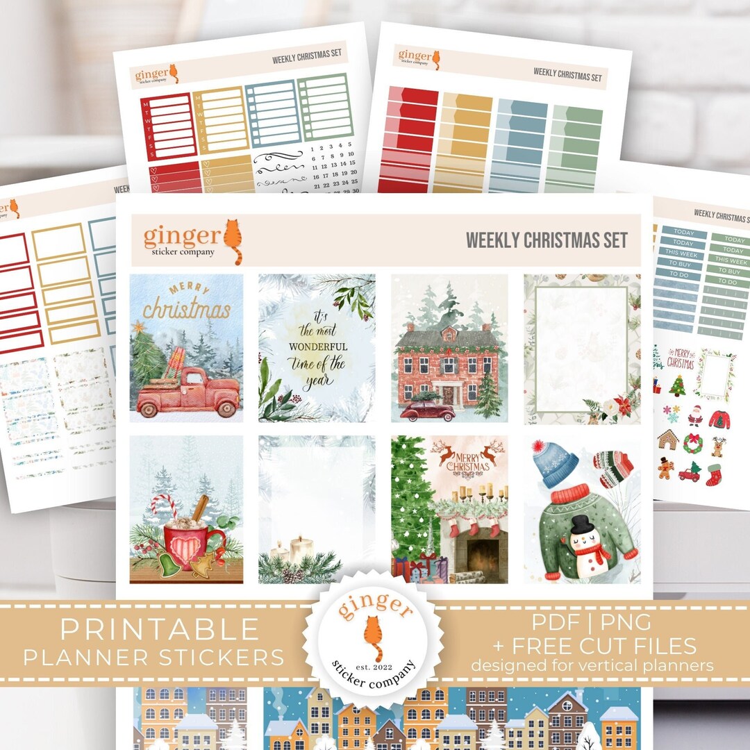 Christmas Stickeres Printable Planner Stickers Vertical - Etsy