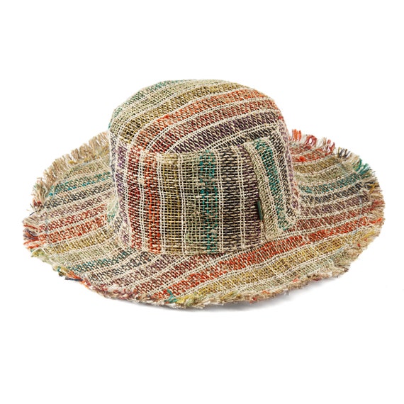 NEW & BEAUTIFUL!! Striped Hemp Rope & Straw Sun Hat & Tote Set Pastel Multicolor Rainbow Striped Natural Hemp Cotton Eco Friendly Crochet Sun  main image 4