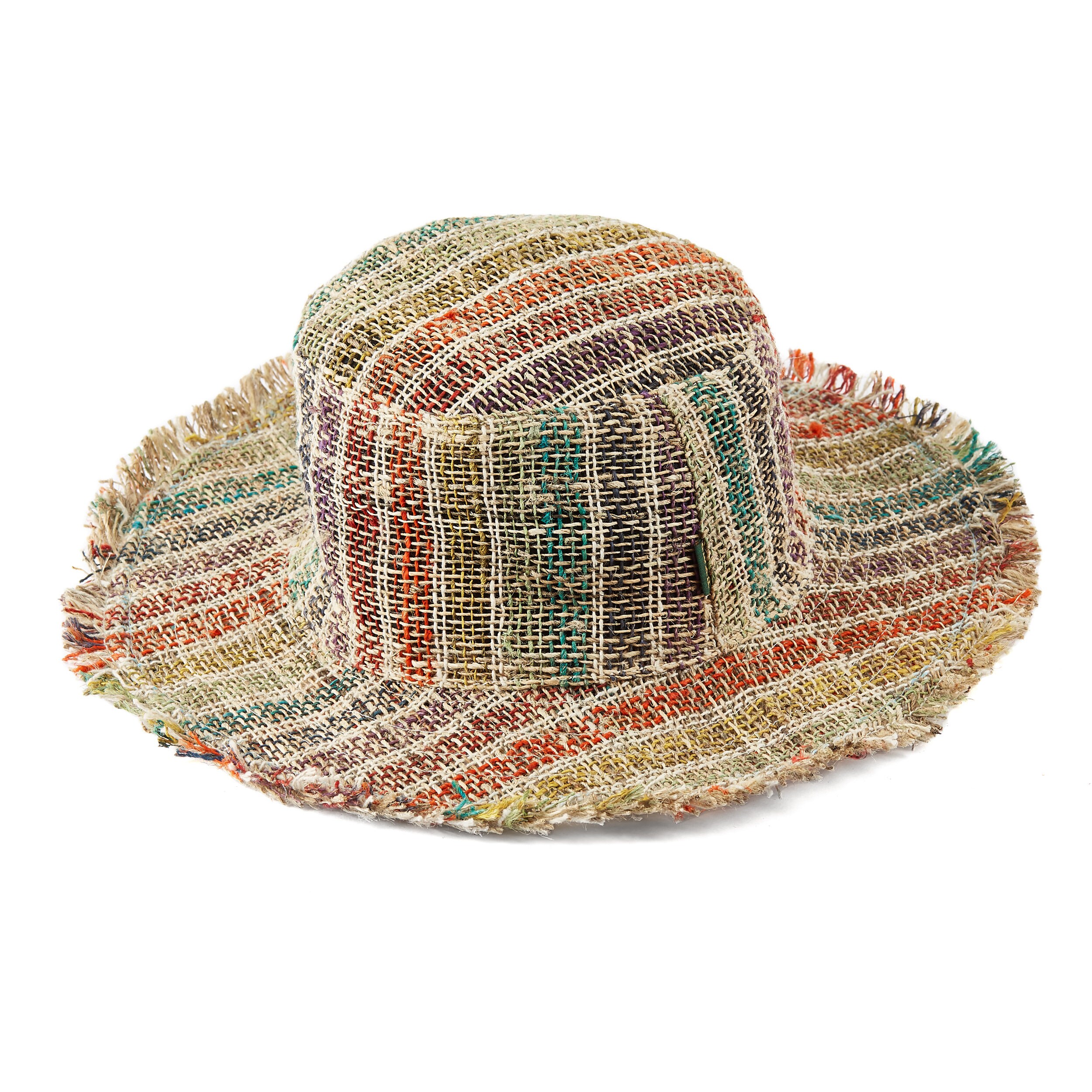 Handwoven, Brightly Colored, Wide-striped Summer Hat Made  display picture 3