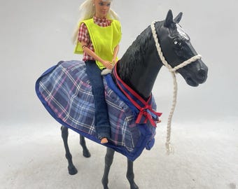 Mattel Barbie Doll 1993 Body With Black Horse Fashion Doll Bundle